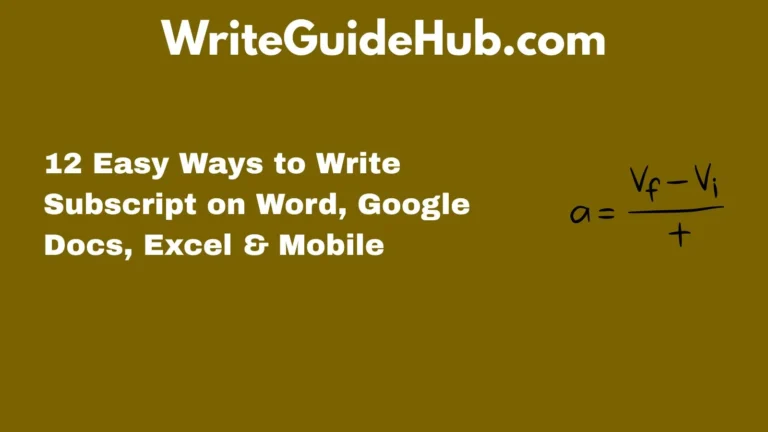 how to write subscript