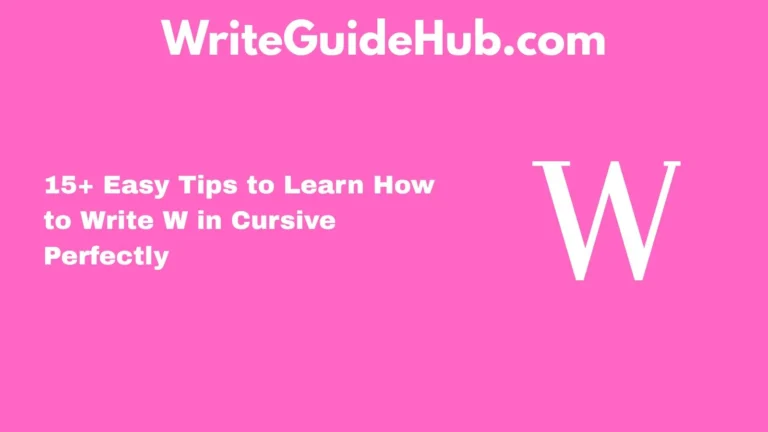 how to write w in cursive